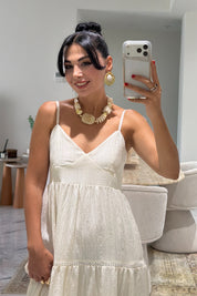 Lissa Ekru Askılı Kruvaze Elbise SY-3801-Ekru