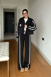 Siyah Teknik Kumaş Detaylı Ceket SY-3393-Siyah