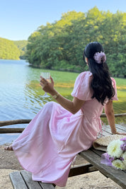 Pembe Göğüs Büzgülü Elbise SY-3235-Pembe