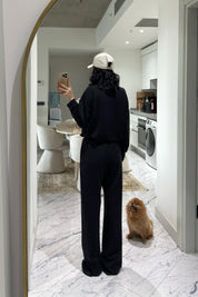 Siyah Yarım Fermuarlı Kamyoner Yaka Modal Takım SY-3587-Siyah