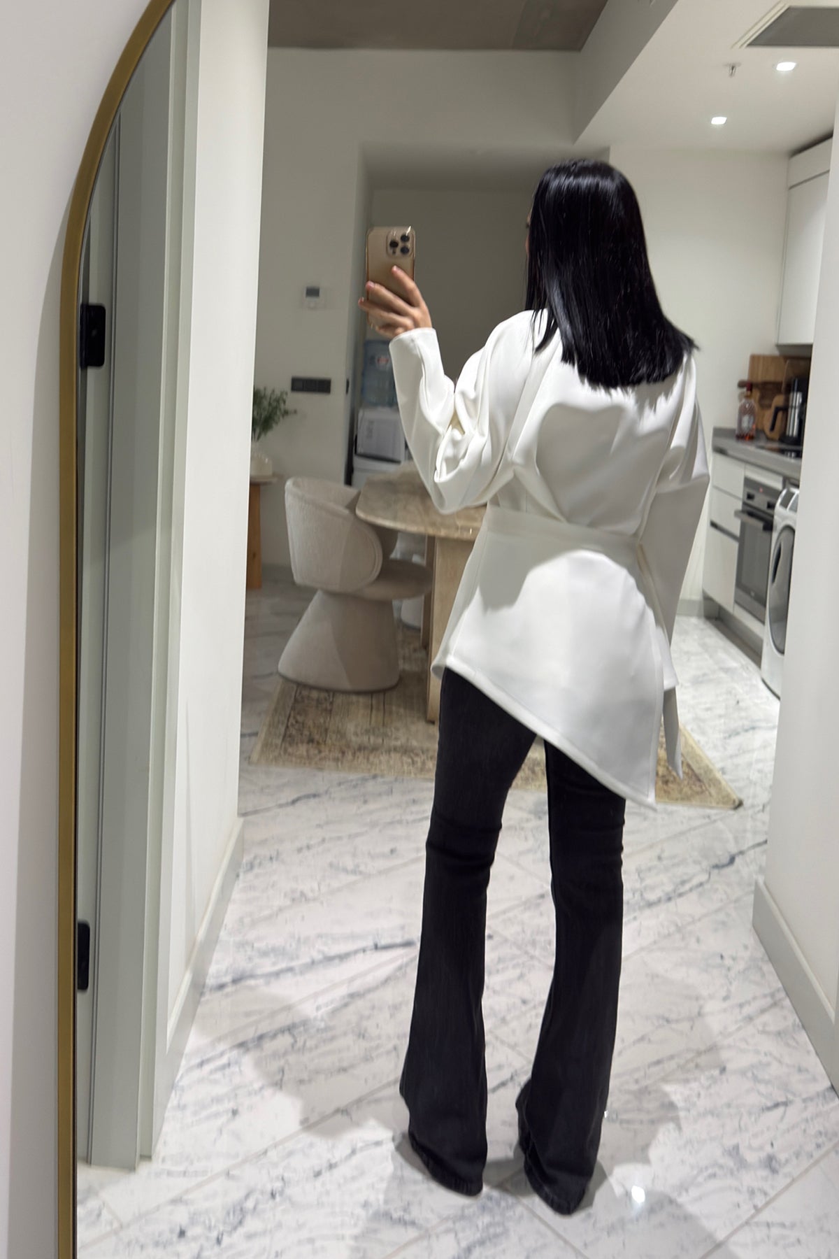 Bağlama Parçalı Scuba Beyaz Bluz SY-3605-Beyaz