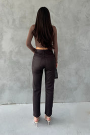 Koyu Kahve Mumlu Görünüm Jean SY-1424-Koyu Kahve