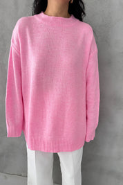 Pembe Bisiklet Yaka Lastikli Pinterest Triko Kazak SY-3368-Pembe