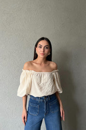 Bej Balon Kol Bluz SY-1792-Bej