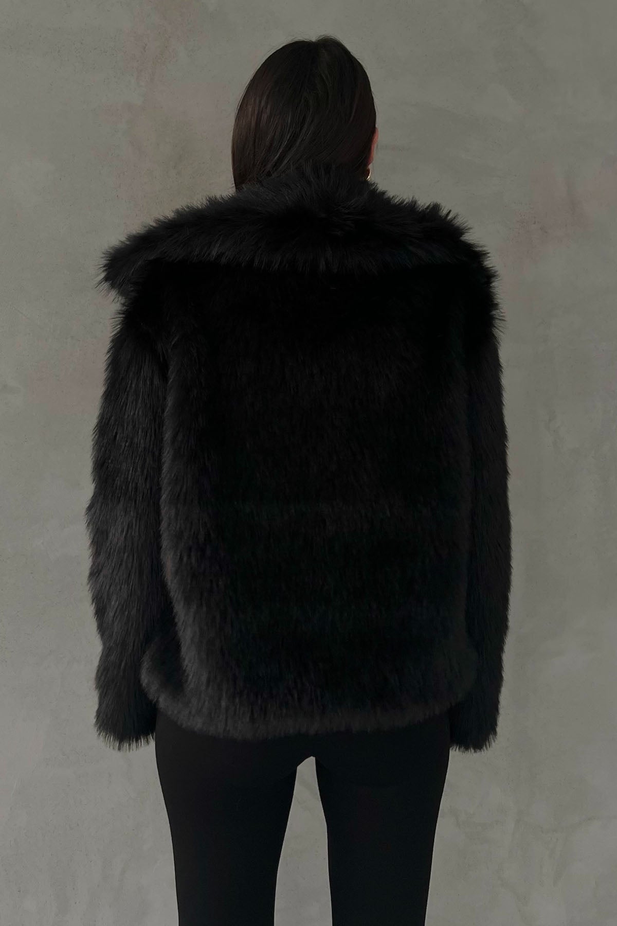 Siyah Kısa Suni Kürk Ceket SY-2429-Siyah