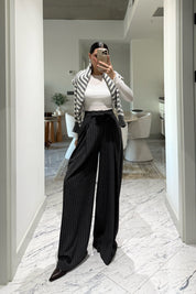 Çizgili Antrasit Pileli Kumaş Pantolon SY-3523-Antrasit