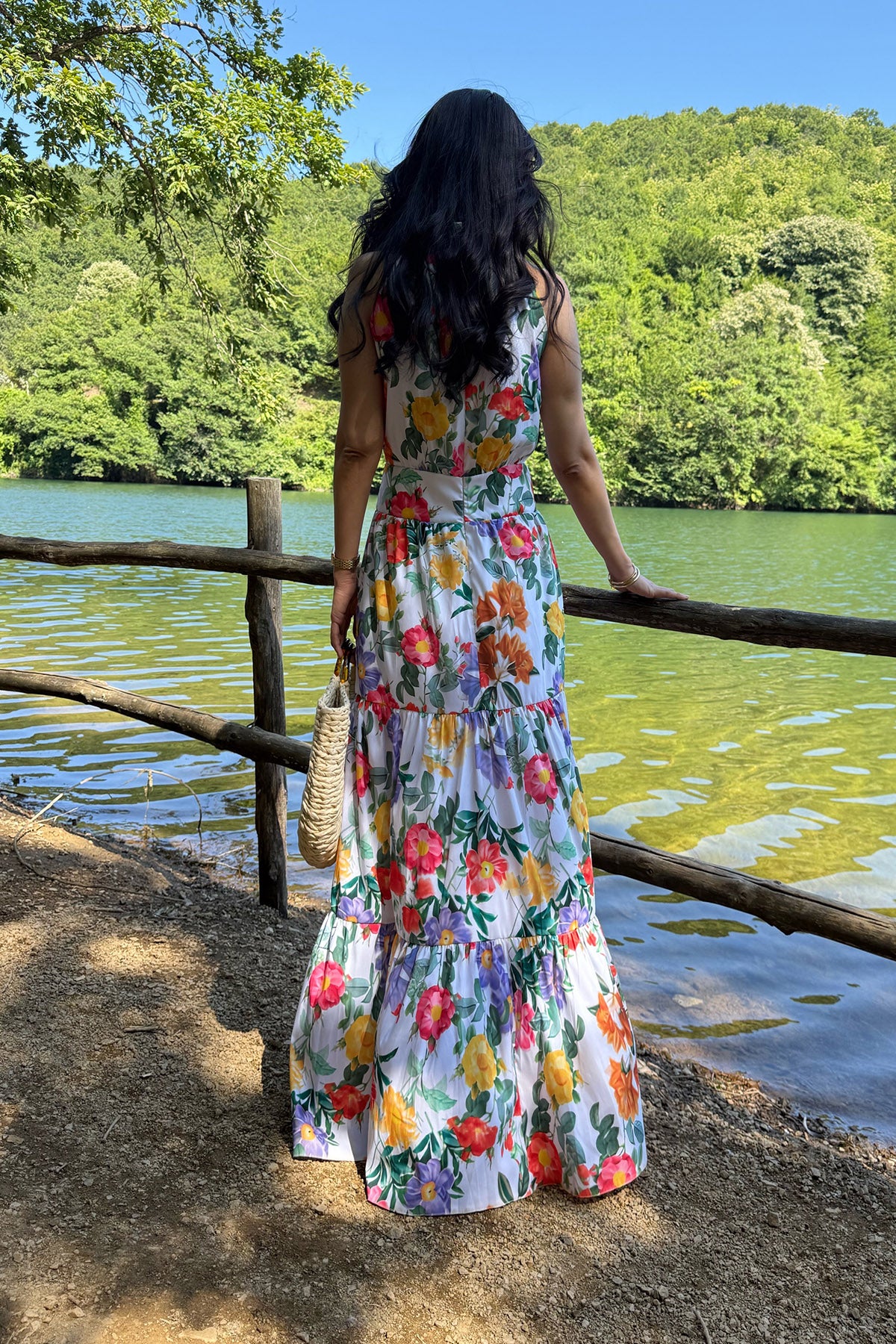 Halter Yaka Çok Renkli Çiçekli Elbise SY-3232-Renkli