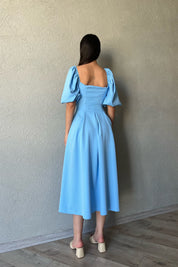 Mavi Balon Kol Midi Boy Ernest Elbise SY-0254-Mavi