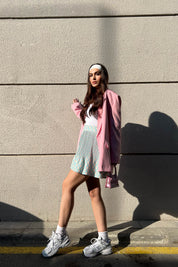 Mint Yeşili Piliseli İçi Şort Astarlı Mini Etek SY-1578-Mint