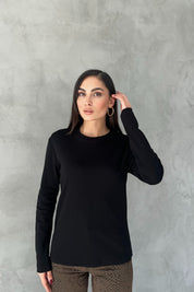 Siyah Uzun Kollu Basic T-shirt SY-1566-Siyah