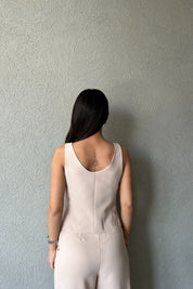 Bej V  Yaka Tasarım Klasik Yelek SY-1782-Bej