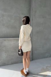 Krem Triko Kazak Etek Takım SY-2525-Krem