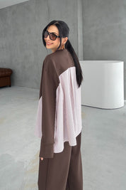 Kahve Garnili Şalvarlı Modal Takım SY-3385-Kahve