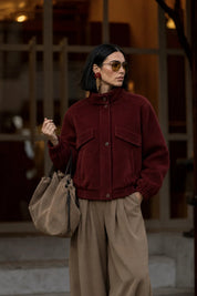 Bordo İçi Astarlı Dik Yakalı Ceket SY-3925-Bordo