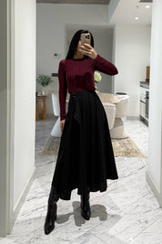 Siyah Taka Detaylı Pareo Kloş Etek SY-3536-Siyah