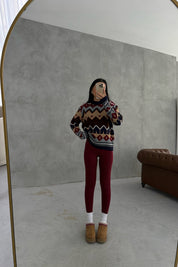 Lacivert Çok Renkli Zigzag Kazak SY-3459-Lacivert