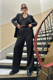 Siyah Çizgili Üçlü Takım SY-0220-Siyah