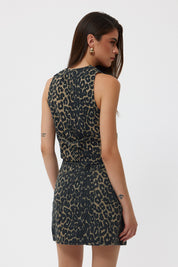 Leopar Önü Düğmeli Denim Yelek SY-2446-Leopar