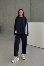 Lacivert Garnili Şalvarlı Modal Takım SY-3385-Lacivert