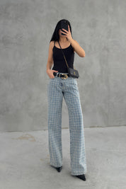 Kareli Wide Leg Mavi Jean SY-3648-Mavi