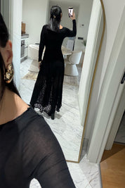 Gold Toka Detaylı Siyah Dantel Etek SY-3546-Siyah