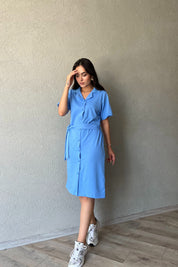 Mavi Marka Model Slim-Fit Polo Yaka Elbise SY-2292-Mavi