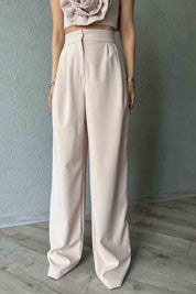 Bej Çift Pile Detaylı Palazzo Pantolon SY-2028-Bej