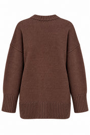 Kahverengi Bisiklet Yaka Oversize Kazak SY-3897-Kahverengi