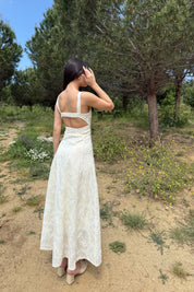 Bej Sırt Dekolteli Fisto Elbise SY-3185