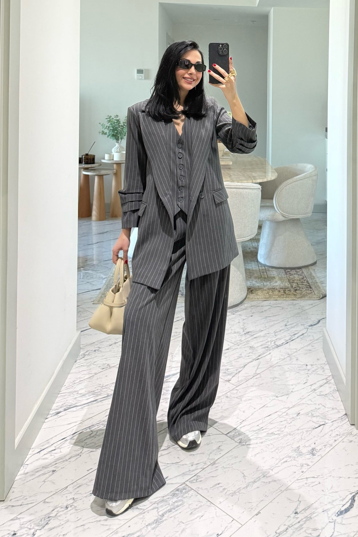 Gri Yelekli Ceket Ve Pantolon Takım SY-3651-Gri