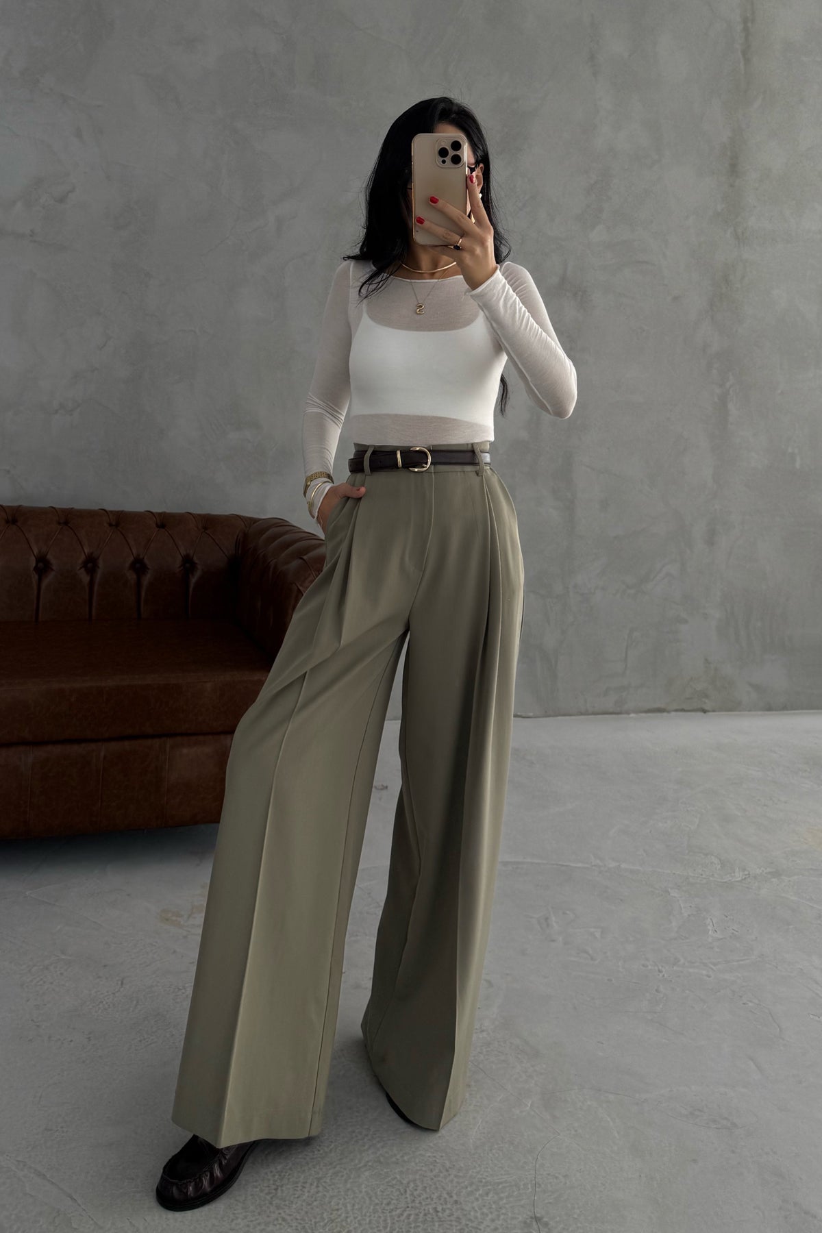 Haki Premium Poliviskon Pantolon SY-3353-Haki