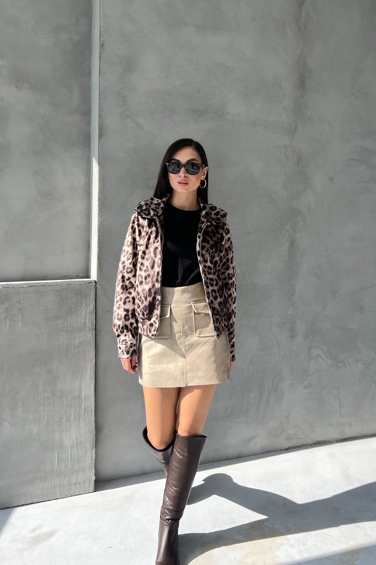 Bej Önü Ve Arkası Cep Detay Deri Etek SY-2653-Bej