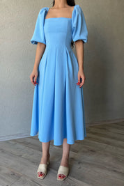 Mavi Balon Kol Midi Boy Ernest Elbise SY-0254-Mavi