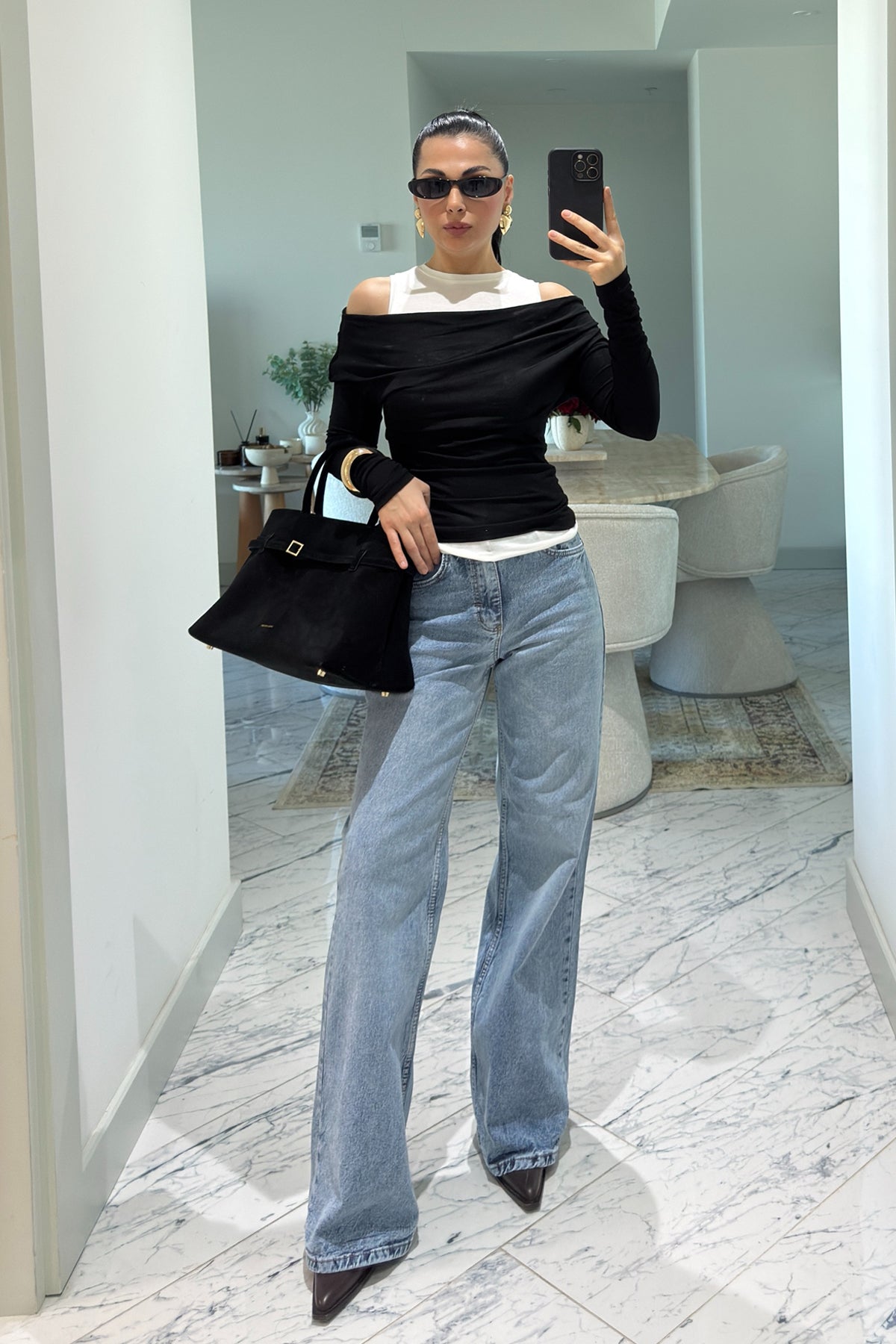 Siyah Atlet Detaylı Asimetrik Bluz SY-3624-Siyah