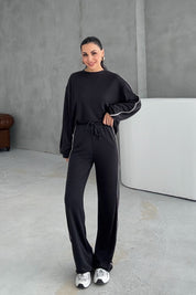 Orjinal Marka Bisiklet Yaka Çizgili Eşofman Takımı - Lacivert SY-3421-Lacivert