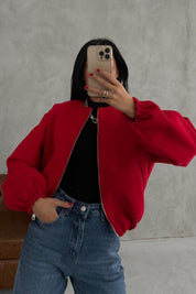 Kırmızı Kaşe Bomber Milano Ceket SY-3460-Kırmızı