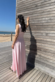 Kalın Askılı Kare Yaka Pembe Elbise SY-3161-Pembe