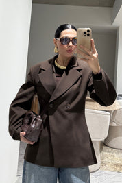 Kahve Belden Oturmalı Özel Üretim Ceket SY-3557-Kahverengi