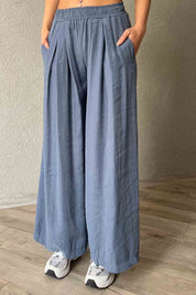 İndigo Beli Lastikli Free Modal Pantolon SY-2012-İndigo