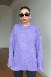 Lila Bisiklet Yaka Oversize Kazak SY-3897-Lila