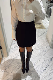 Siyah Arkadan Fermuarlı Klasik Mini Etek SY-3398-Siyah