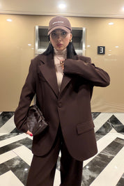 Ola Koyu Kahve Maskülen Blazer Ceket SY-3857-Kahverengi