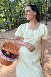 Sarı Göğüs Büzgülü Elbise SY-3235-Sarı