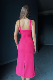 Fuşya Çapraz Askılı Elbise SY-0303-Fuşya