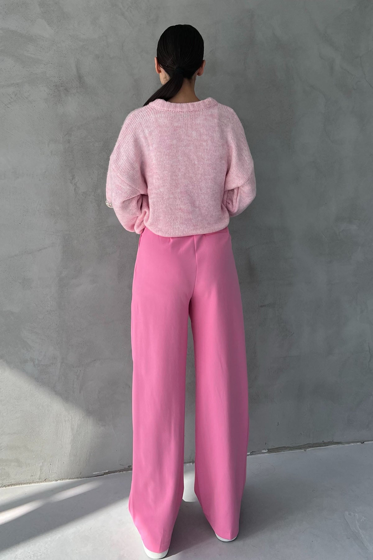 Pembe Arka Cep Detaylı Palazzo Pantolon SY-2461-Pembe