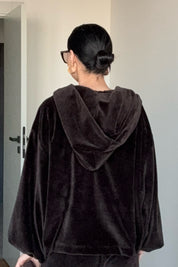 Kahverengi Kadife Üçlü Takım SY-3537-Kahverengi