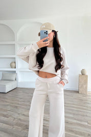 Bej Triko Detay Modal Sweatshırt SY-1796-Bej