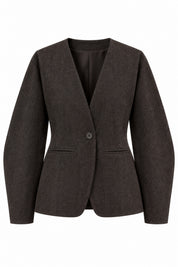 Kahverengi Balon Kol Blazer Ceket SY-3878-Kahverengi