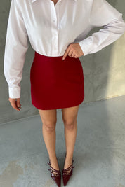 Vişne Çürüğü Fermuarlı Klasik Mini Etek SY-2777-Vişne Çürüğü