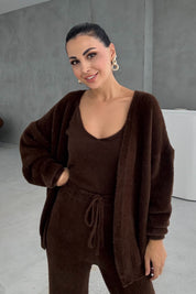 Yumuşak Dokulu Kahve Üçlü Takım SY-3380-Kahve